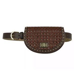 Steve Madden Women’s Woven Belt Bag Brown Gold